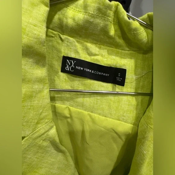 Bright green linen blazer strapless dress - Picture 3 of 4